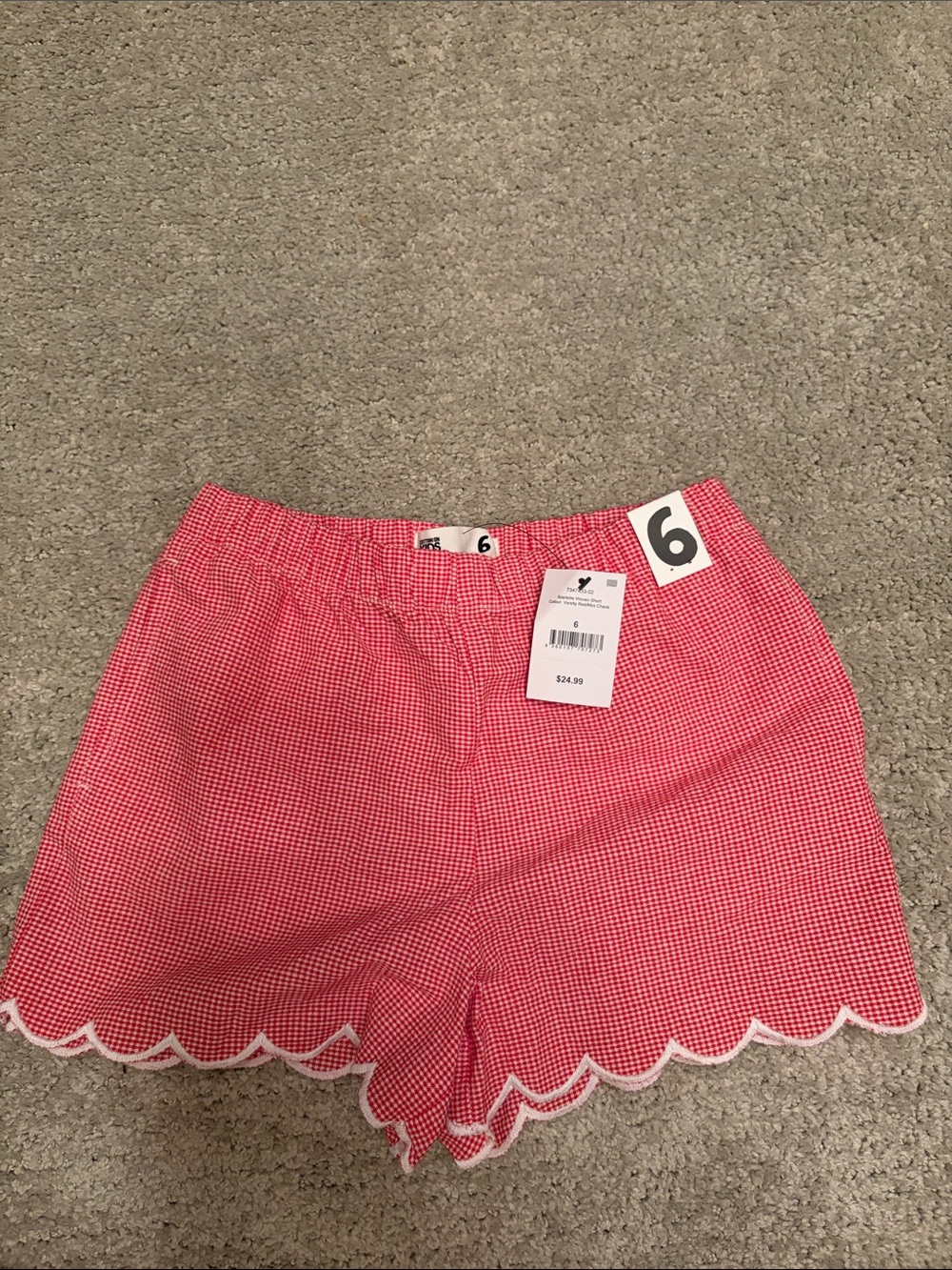 Cotton On Red Gingham Scallop Hem Shorts